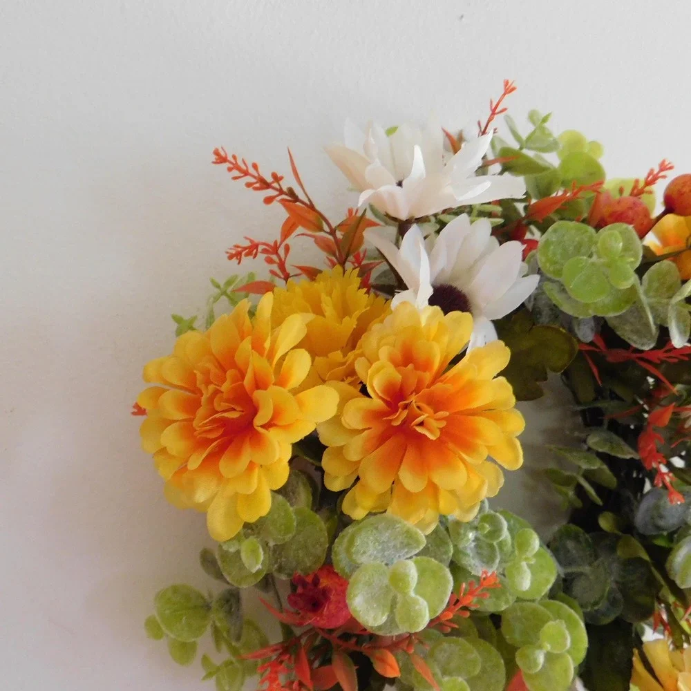 Mini Fall Wreath, Candle Ring, Grapevine Wreath, Year Round Cabinet Decor MIrror